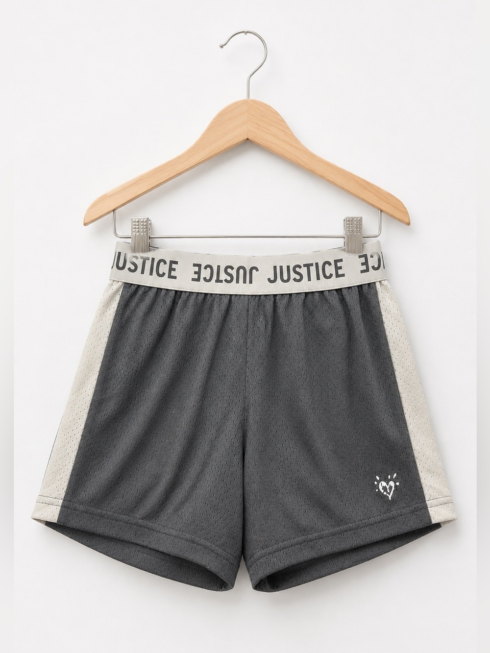 Justice Girls Shorts‎ Size 10 Gray White Mesh Athletic Gym